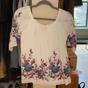 Floral off the shoulder top.